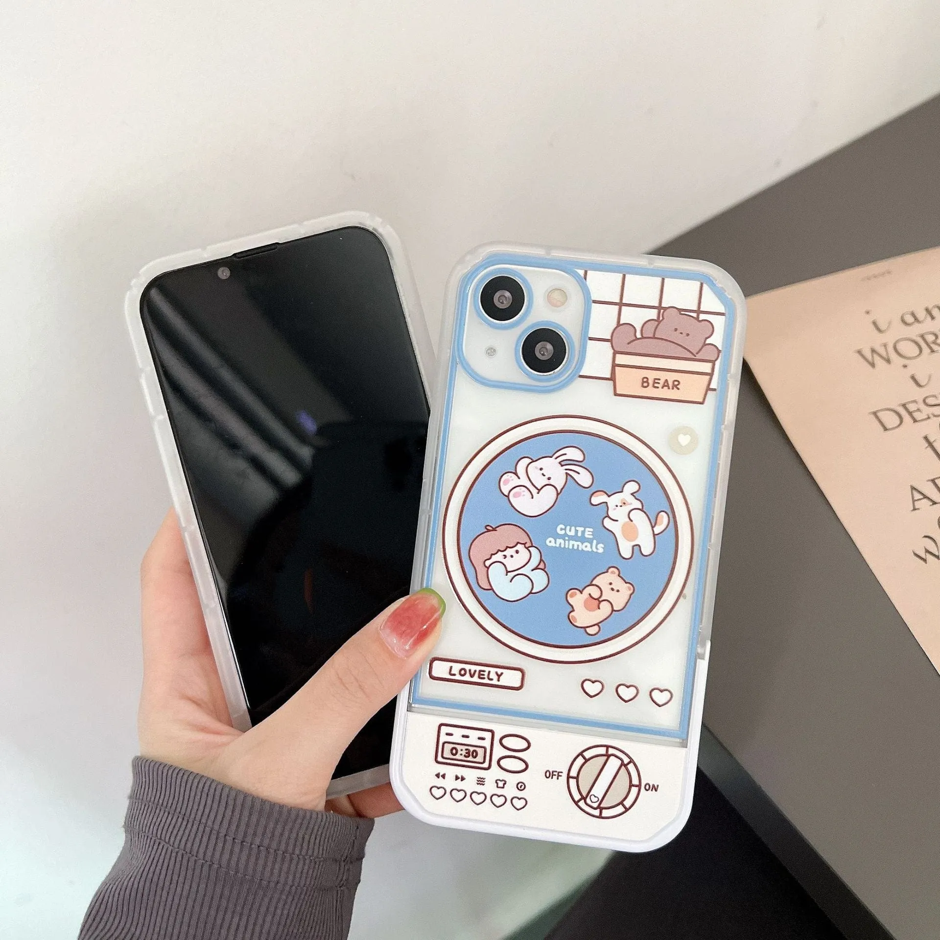 Folding Stand Record Player Kawaii Phone Case For iPhone