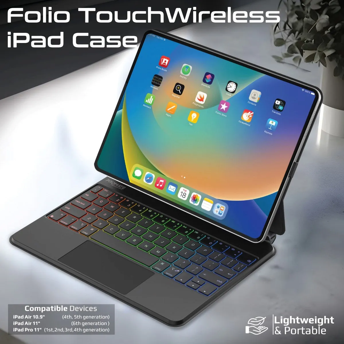 Folio Touch Wireless iPad Keyboard Case with Backlight and Smart Connector