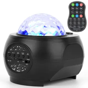 Galaxy Star Projector LED Lamp: USB Ocean Wave Star Light with Remote, Wireless Music Speaker - for Ceiling Bedroom.