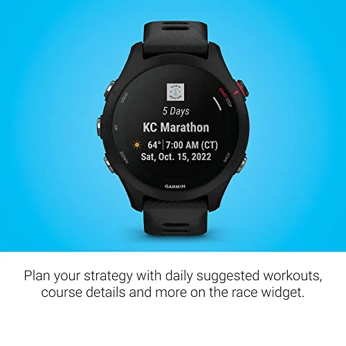 Garmin Forerunner® 255S Music, Smaller GPS Running Smartwatch with Music, Advanced Insights, Long-Lasting Battery, Black