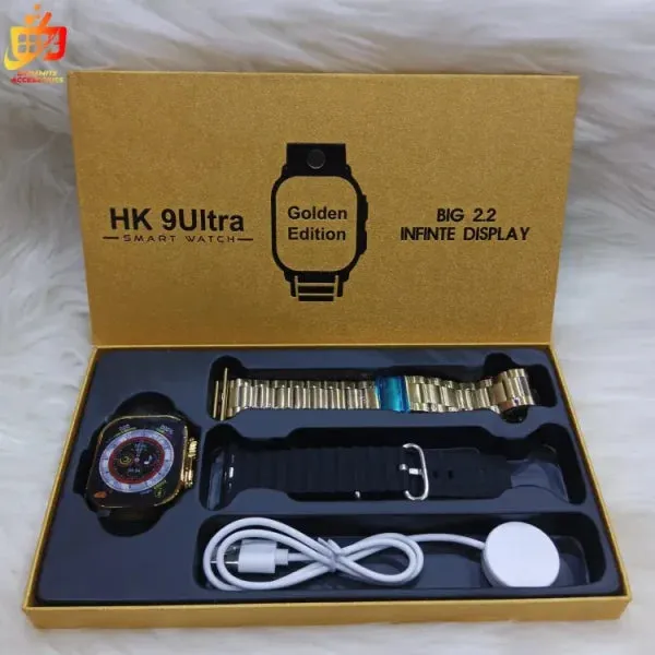 Golden Edition HK9 Ultra Smartwatch with Big 2.2 Infinite Display