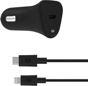 Griffin 18W Power Jolt USB C PD Car Charger with USB C to Lightning Cable Black - GP-083-BLK