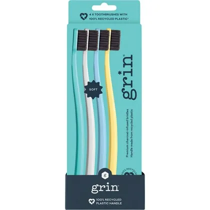 Grin - Biodegradable Soft Toothbrush - Summer (4 Pack)