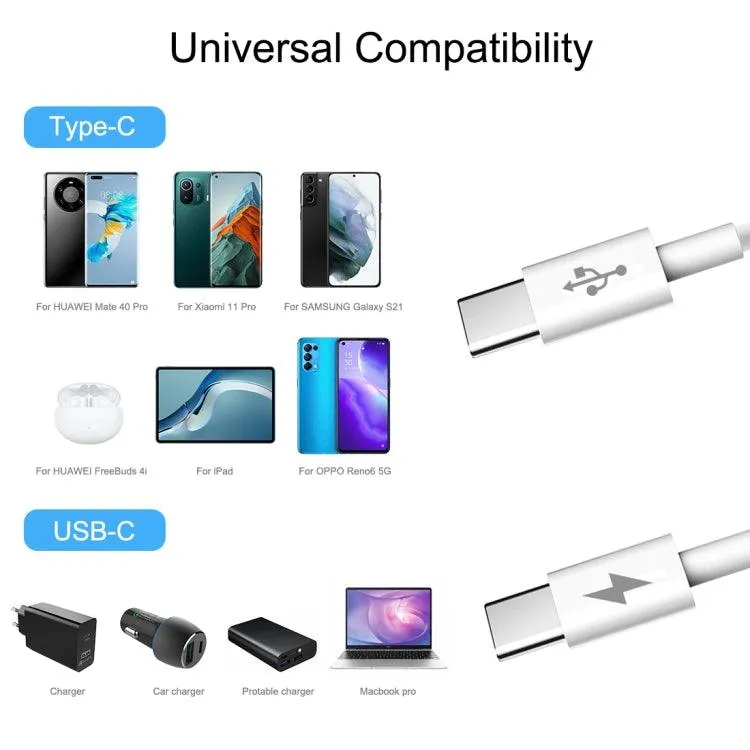 HAWEEL 25W 3A Type-C to Type-C PD Fast Charging Data Cable - 1m Length