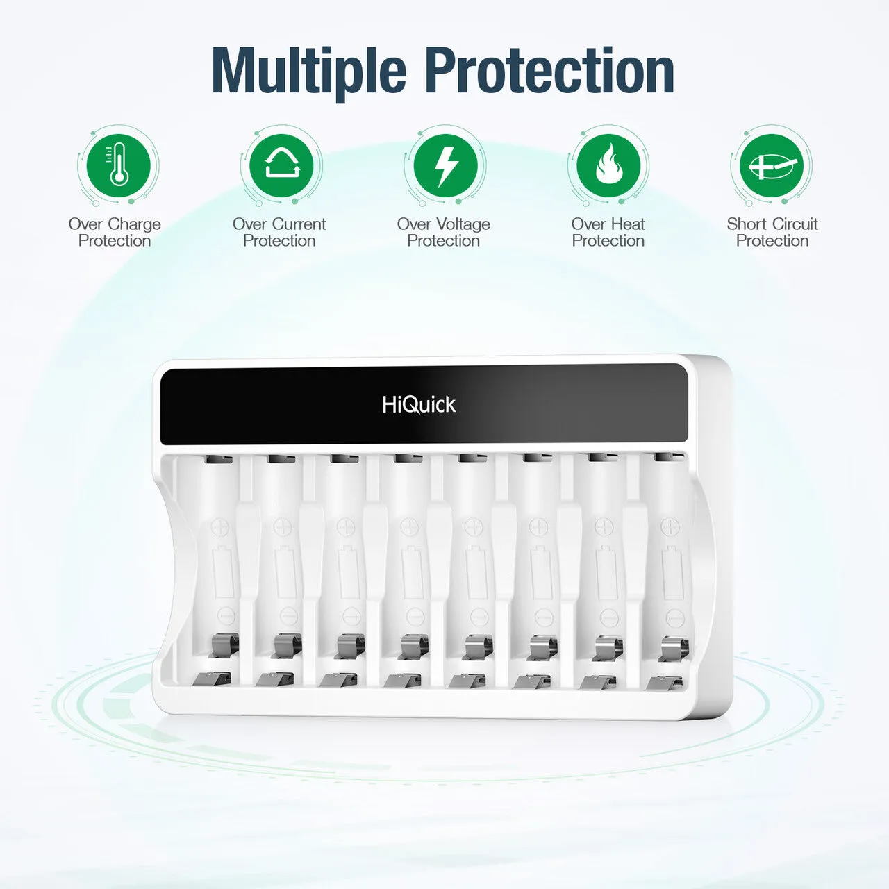 HiQuick 8 Slots LCD Battery Charger for AA & AAA Rechargeable Batteries