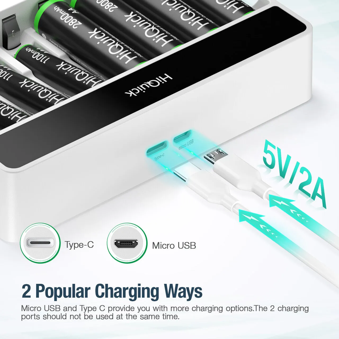 HiQuick 8 Slots LCD Battery Charger for AA & AAA Rechargeable Batteries