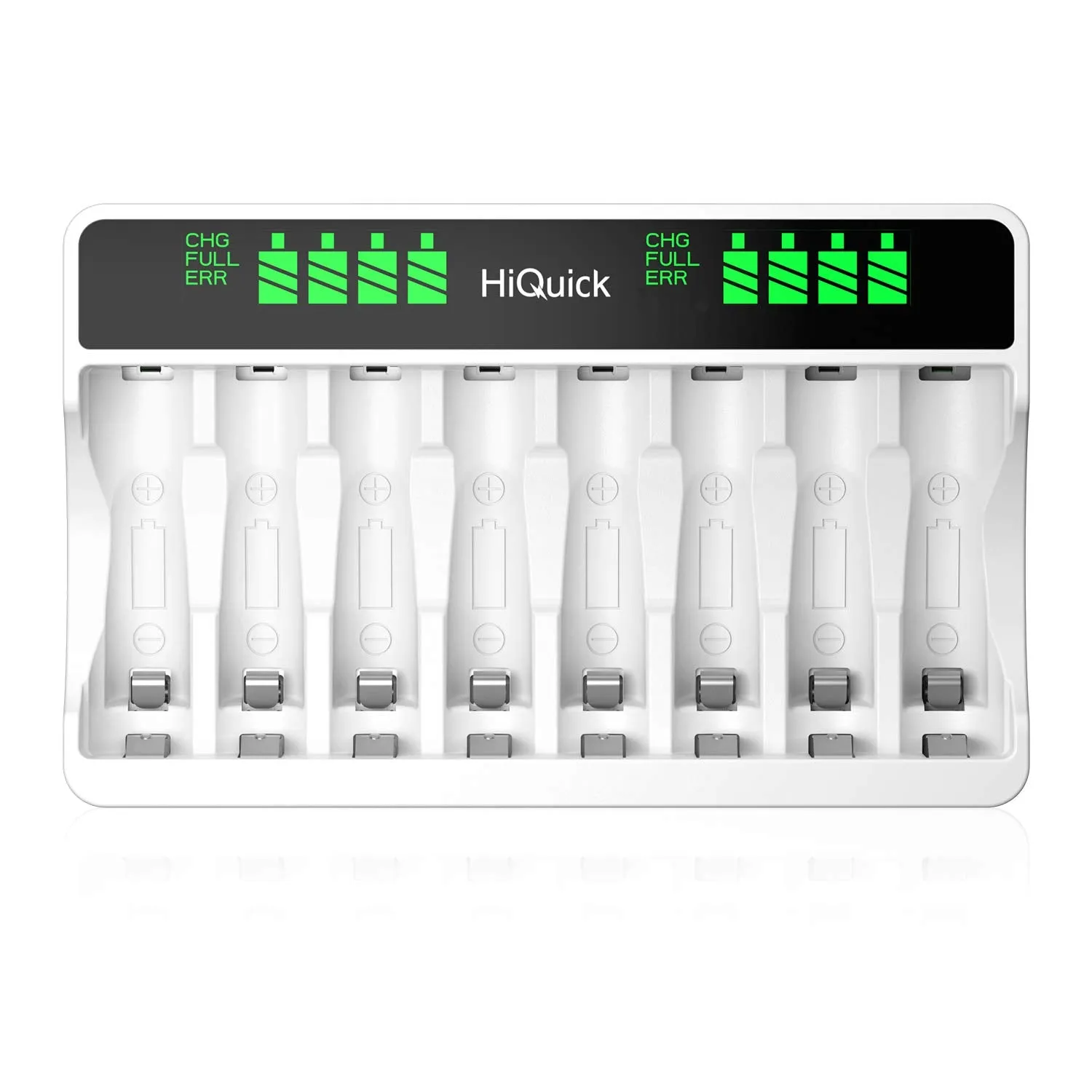 HiQuick 8 Slots LCD Battery Charger for AA & AAA Rechargeable Batteries