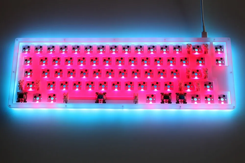 hot swappable YC66 Custom Mechanical Keyboard rgb smd switch type c acrylic case