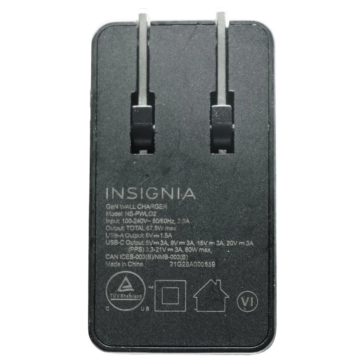 Insignia (67.5W) USB-C and USB Wall Charger - Black (NS-PWLG2)