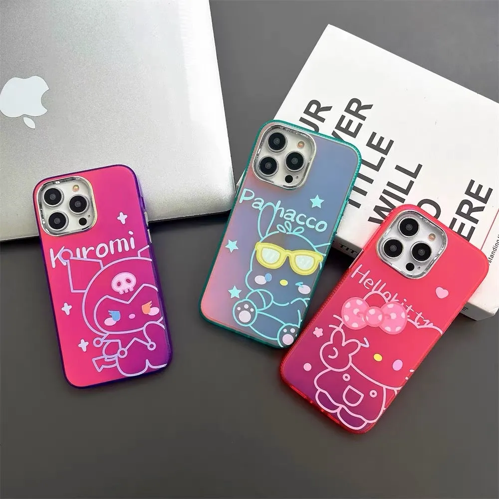 Japanese Cartoon Neon Style | KT MM KU PC - iPhone Case iPhone 11 12 13 14 15 Pro Promax