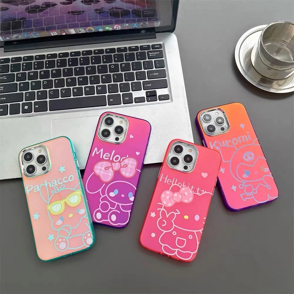 Japanese Cartoon Neon Style | KT MM KU PC - iPhone Case iPhone 11 12 13 14 15 Pro Promax