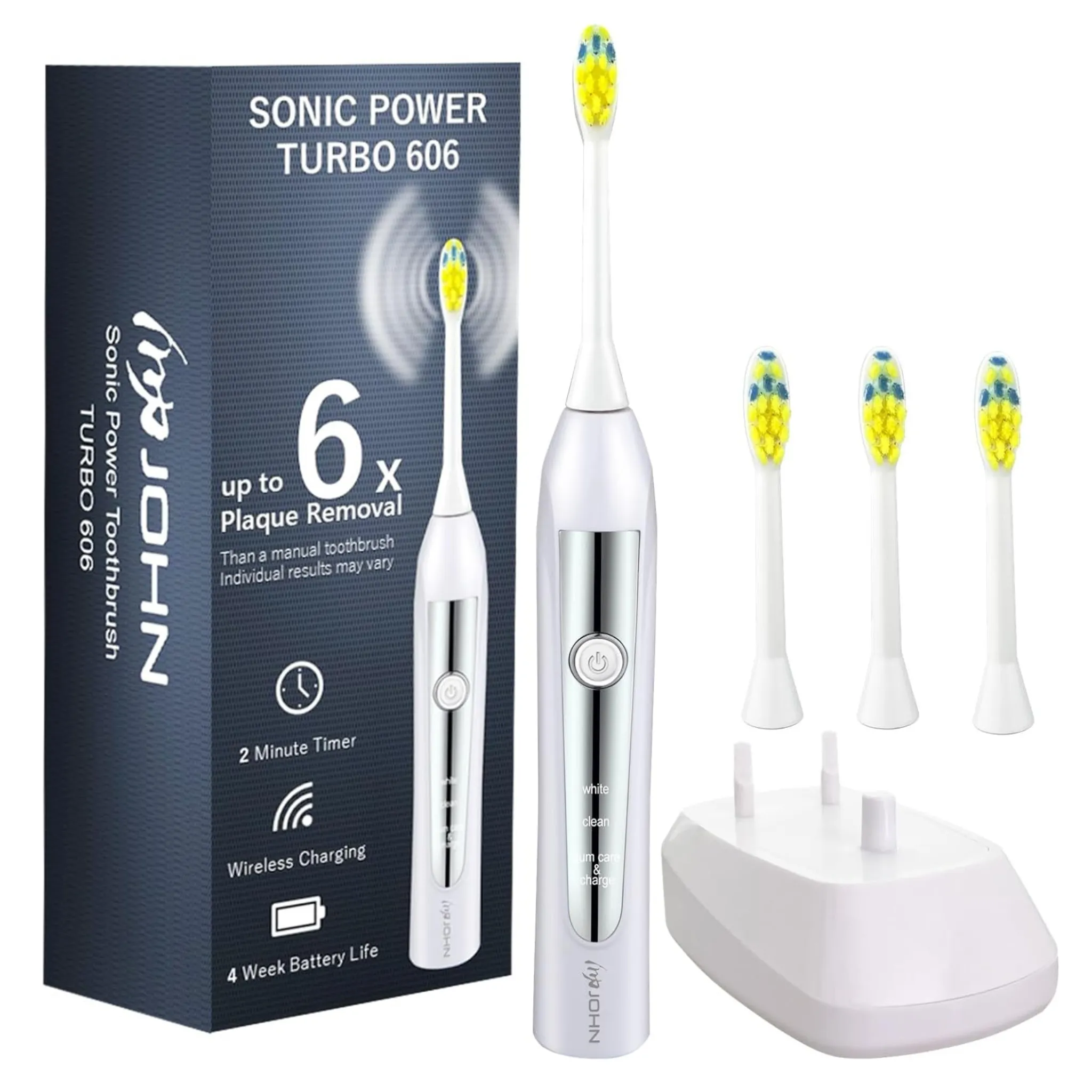 John Sonic Electric Toothbrush With 4 Brush Heads