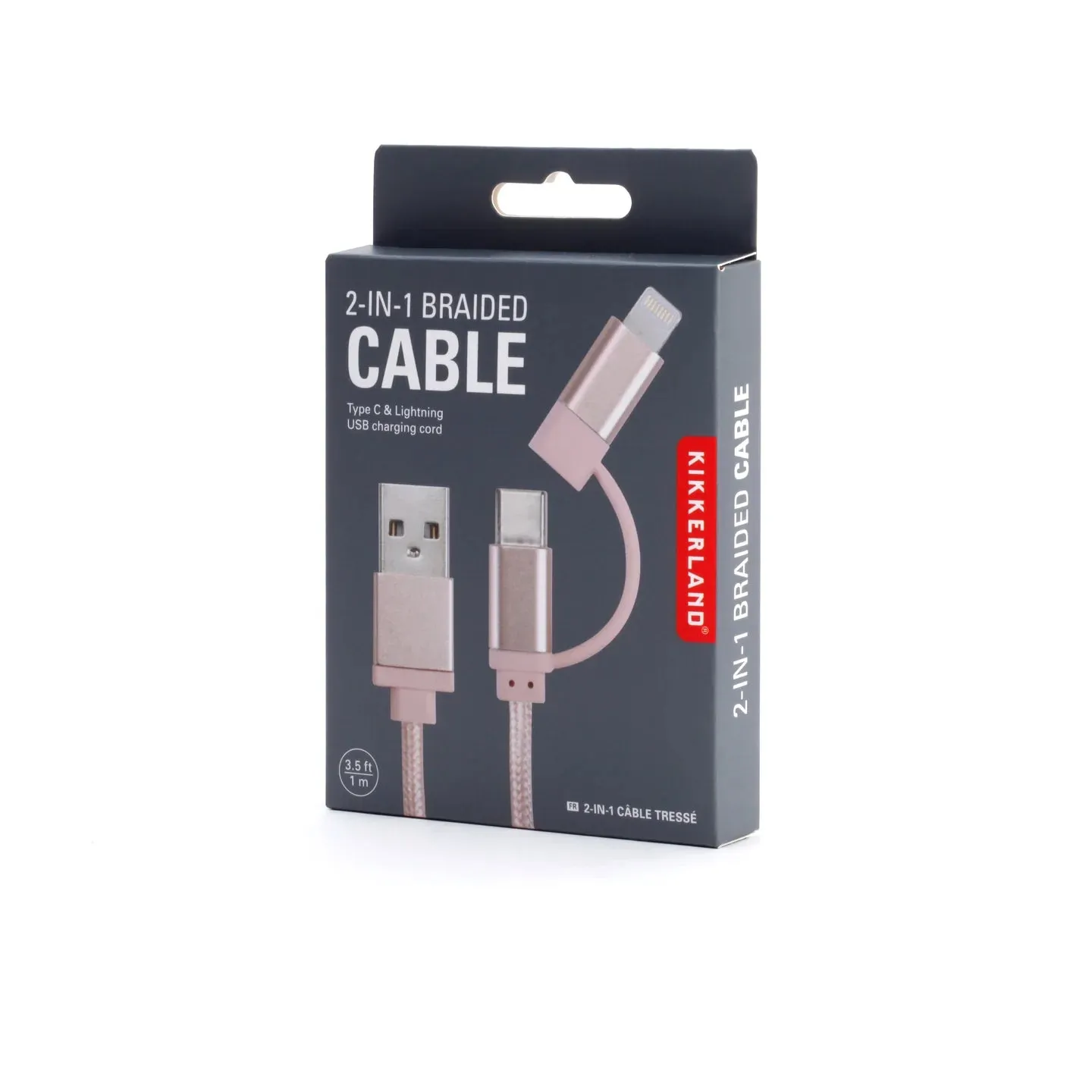 Kikkerland Rose Gold 2-In-1 Braided Cable