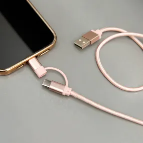 Kikkerland Rose Gold 2-In-1 Braided Cable