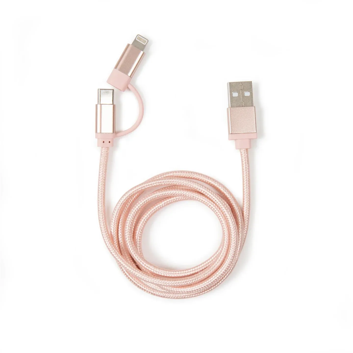 Kikkerland Rose Gold 2-In-1 Braided Cable