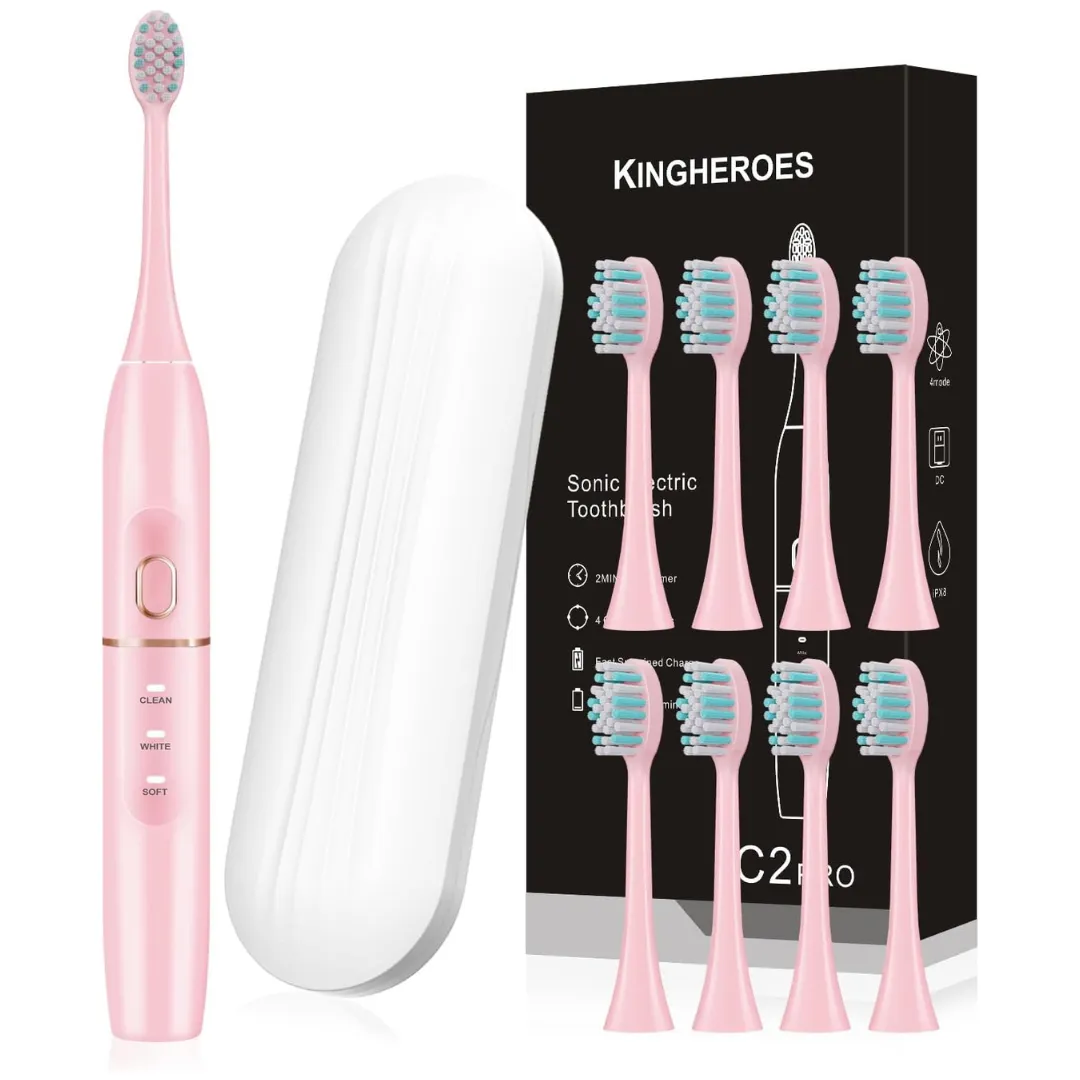 Kingheroes Electric Toothbrush Set With 8 Brush Heads (Various)