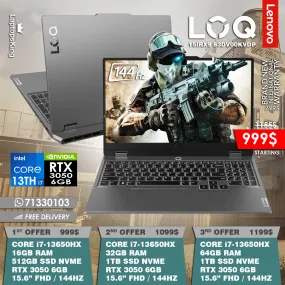 Lenovo Loq 15IRX9 83DV00KVDP Core i7-13650hx Rtx 3050 144hz 15.6" Gaming Laptops (Brand New)