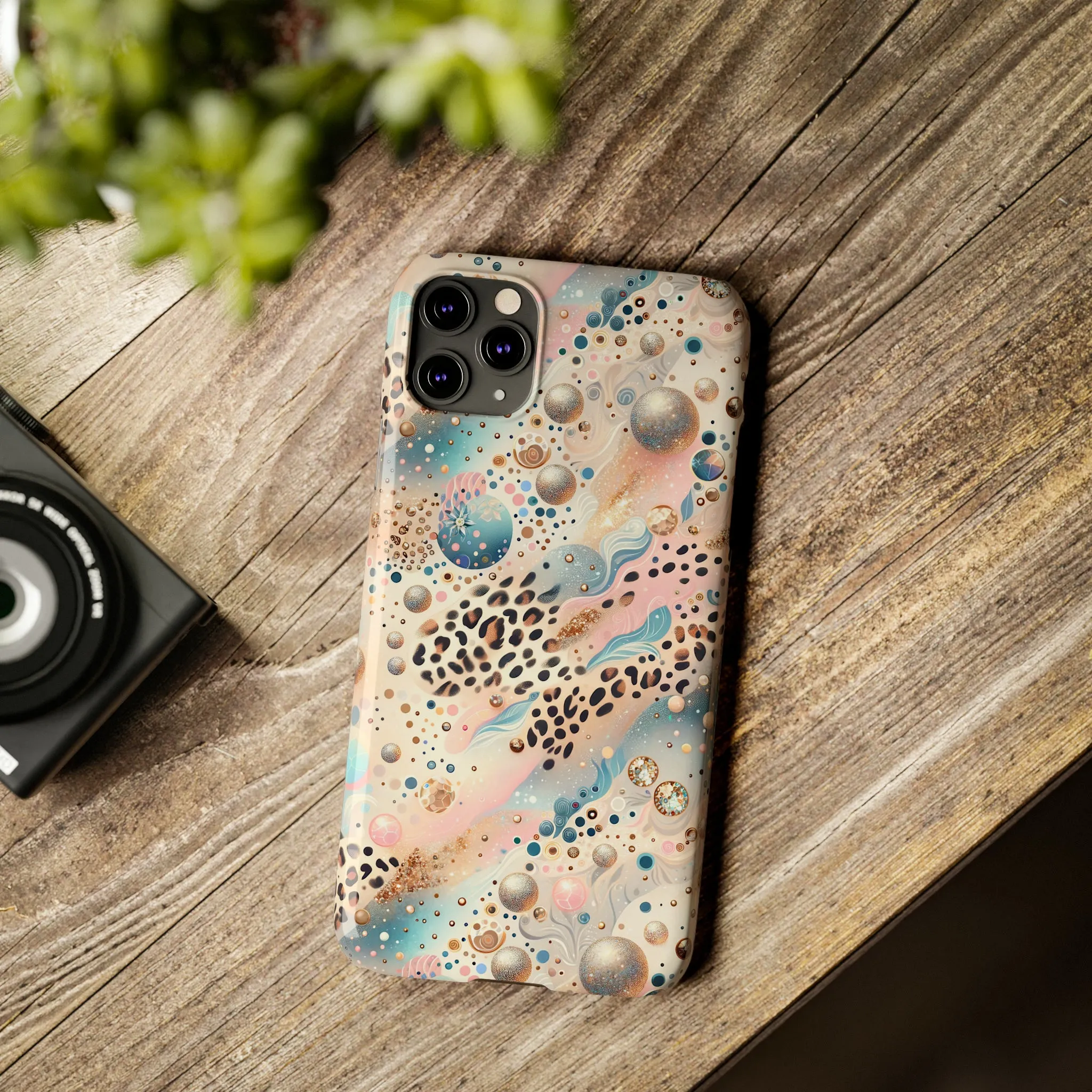 Leopard Print and Pastel Dots Design Phone Case Slim