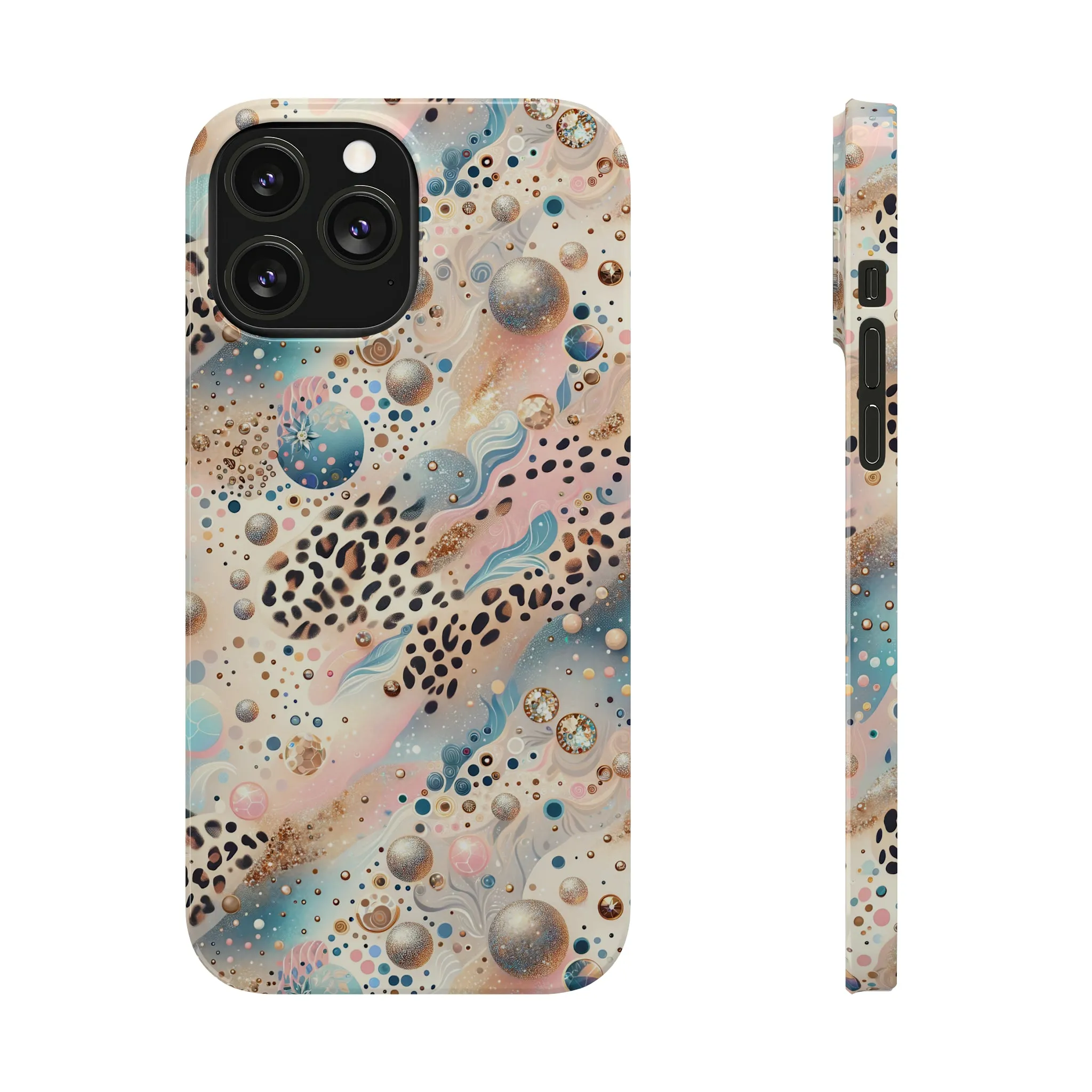 Leopard Print and Pastel Dots Design Phone Case Slim