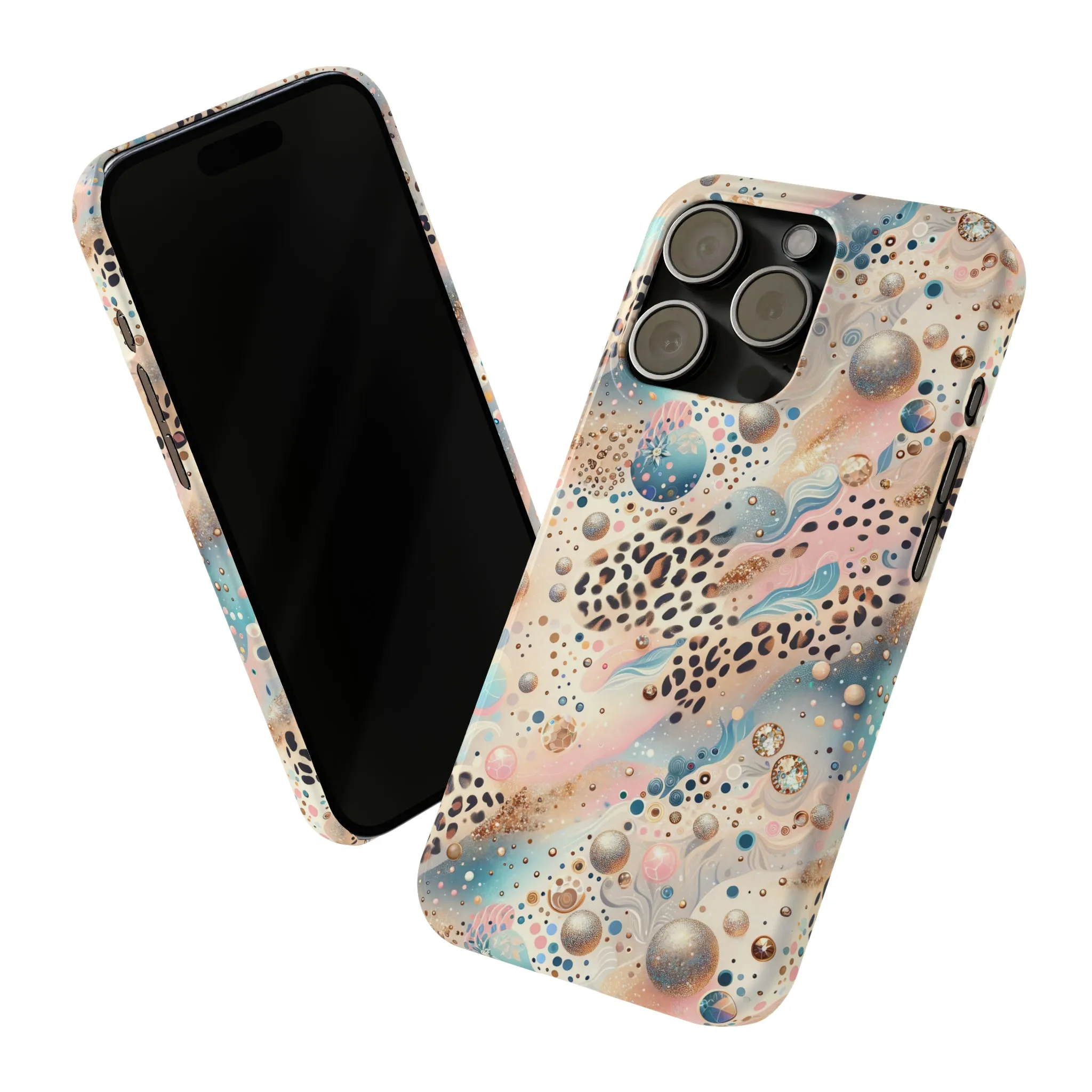 Leopard Print and Pastel Dots Design Phone Case Slim