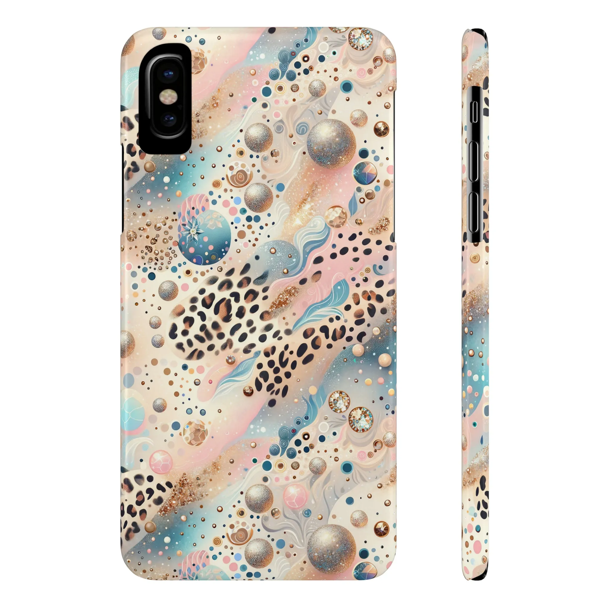 Leopard Print and Pastel Dots Design Phone Case Slim