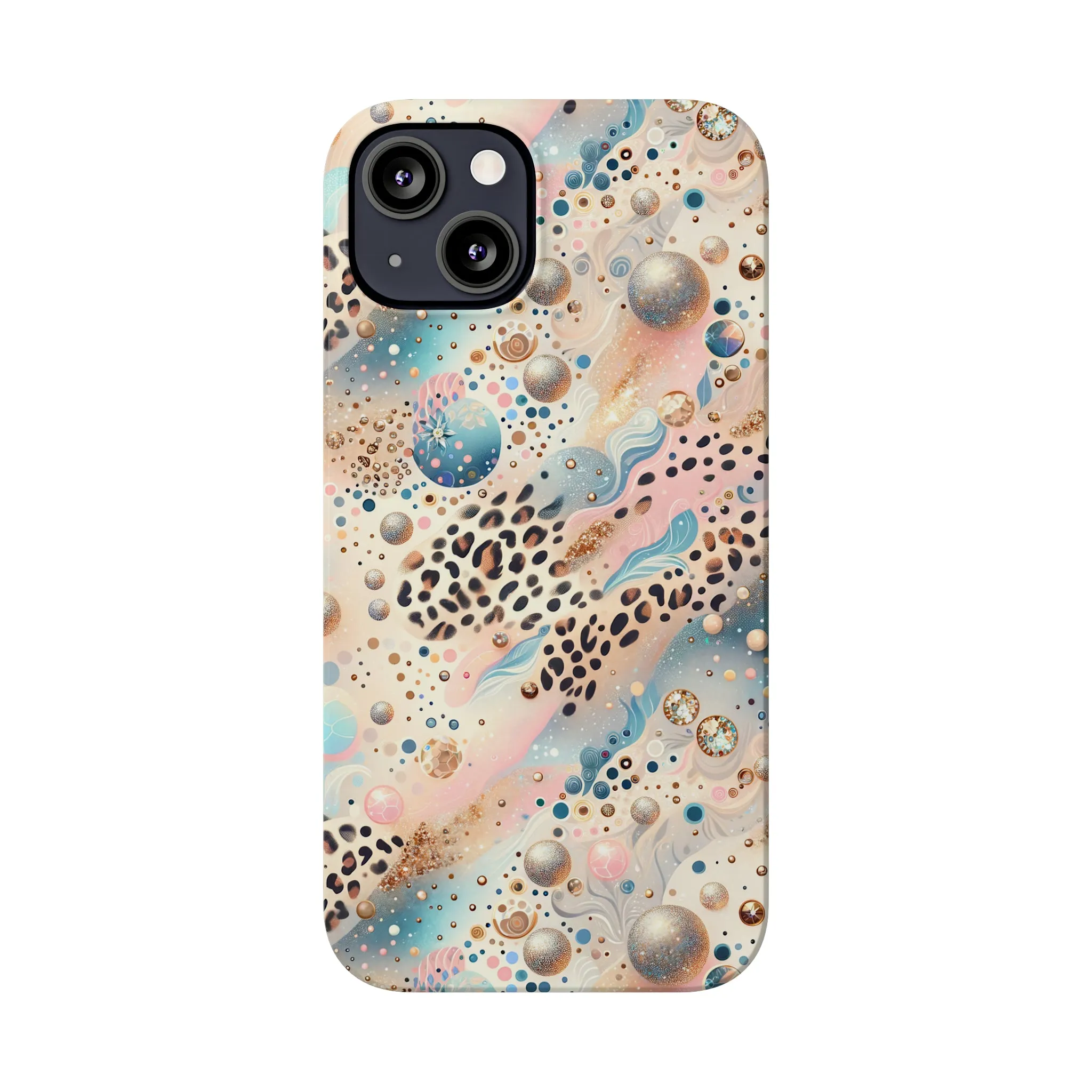 Leopard Print and Pastel Dots Design Phone Case Slim