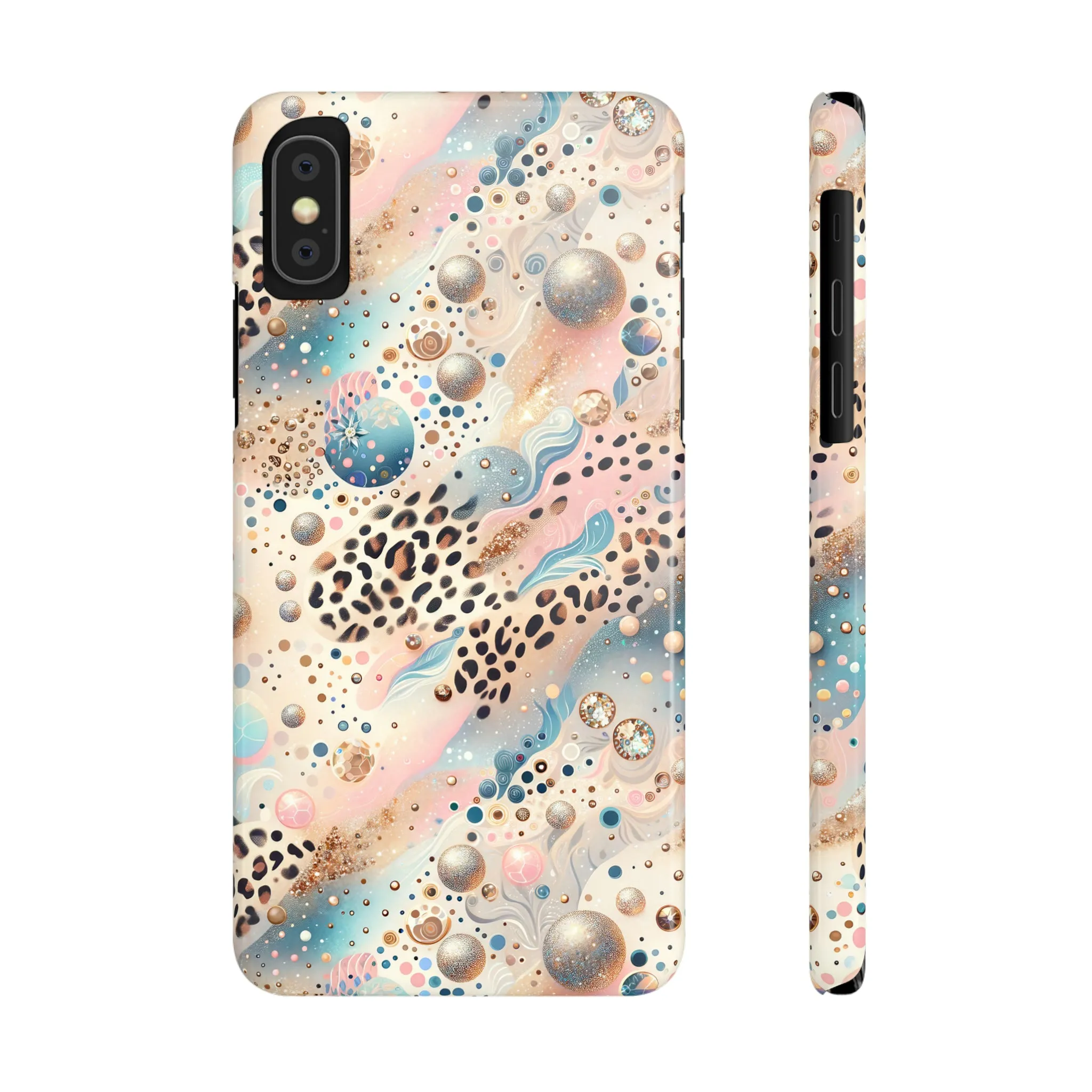 Leopard Print and Pastel Dots Design Phone Case Slim