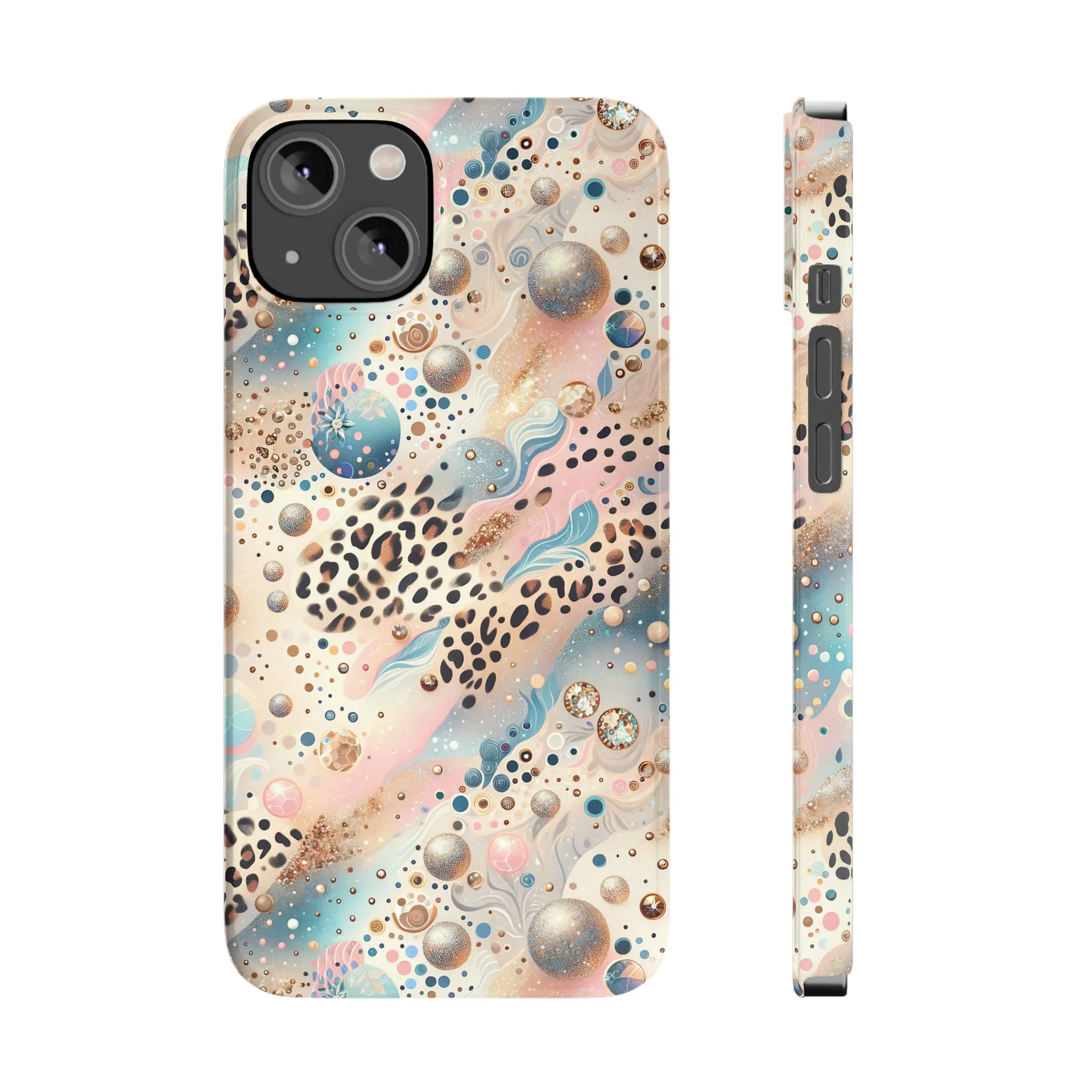 Leopard Print and Pastel Dots Design Phone Case Slim