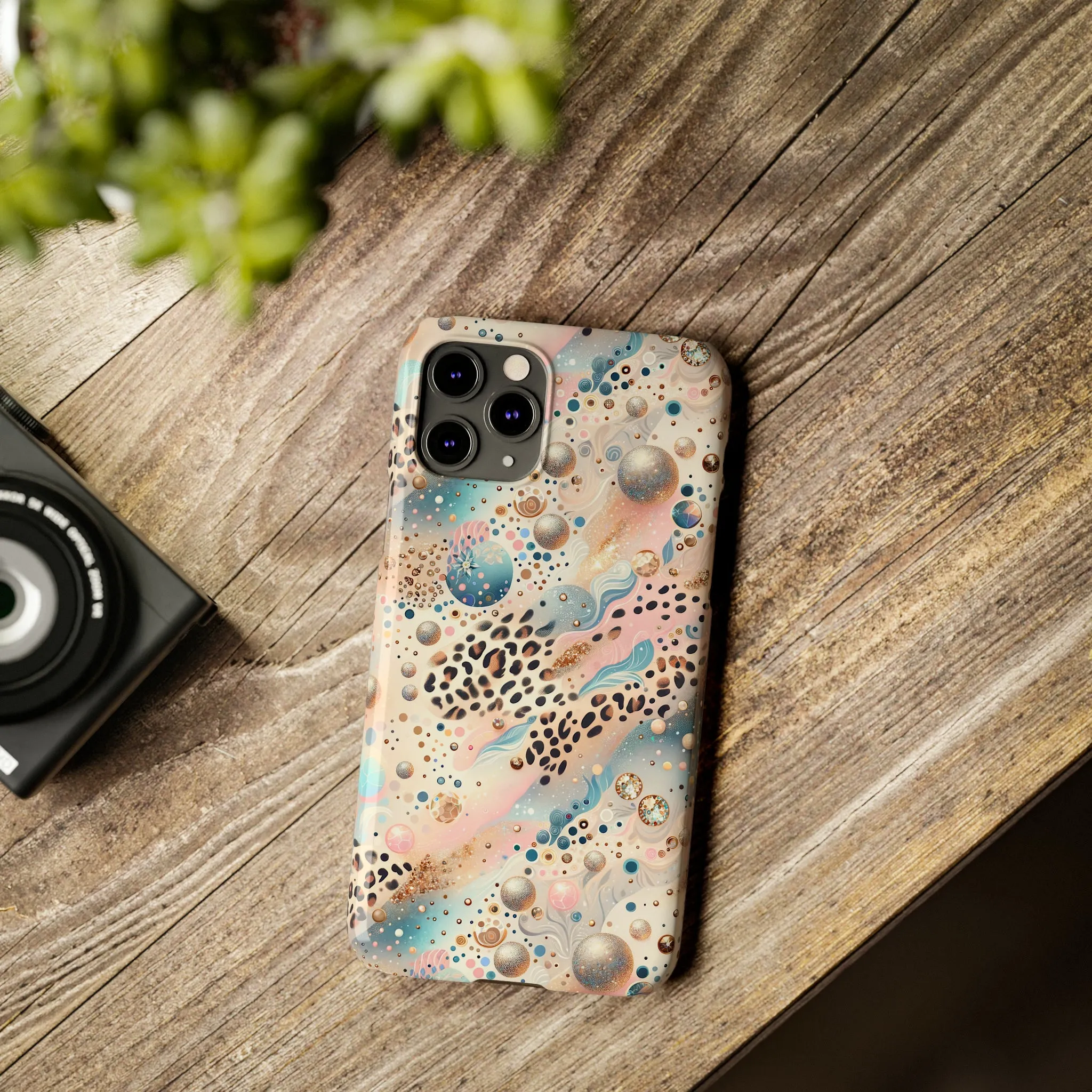 Leopard Print and Pastel Dots Design Phone Case Slim