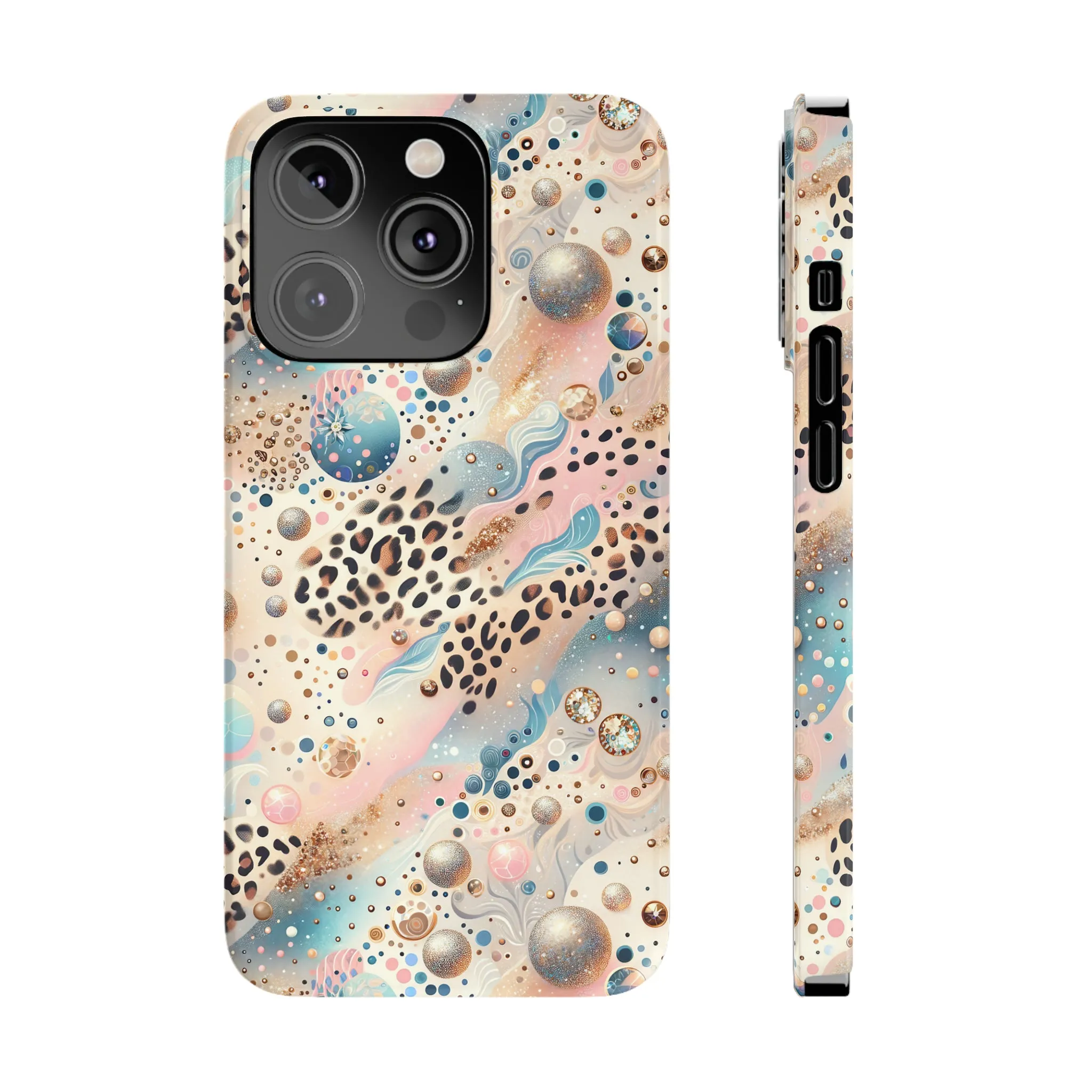 Leopard Print and Pastel Dots Design Phone Case Slim