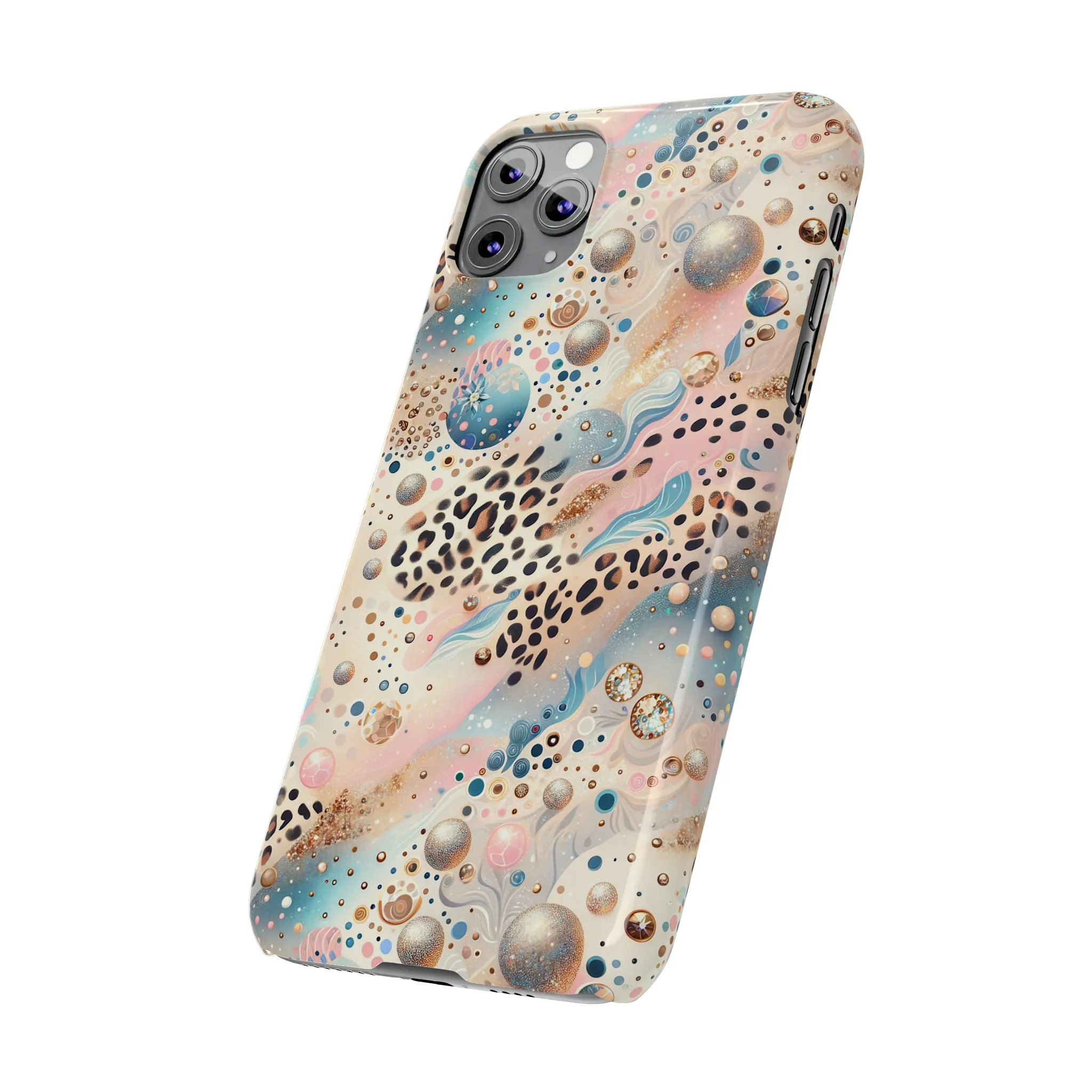 Leopard Print and Pastel Dots Design Phone Case Slim