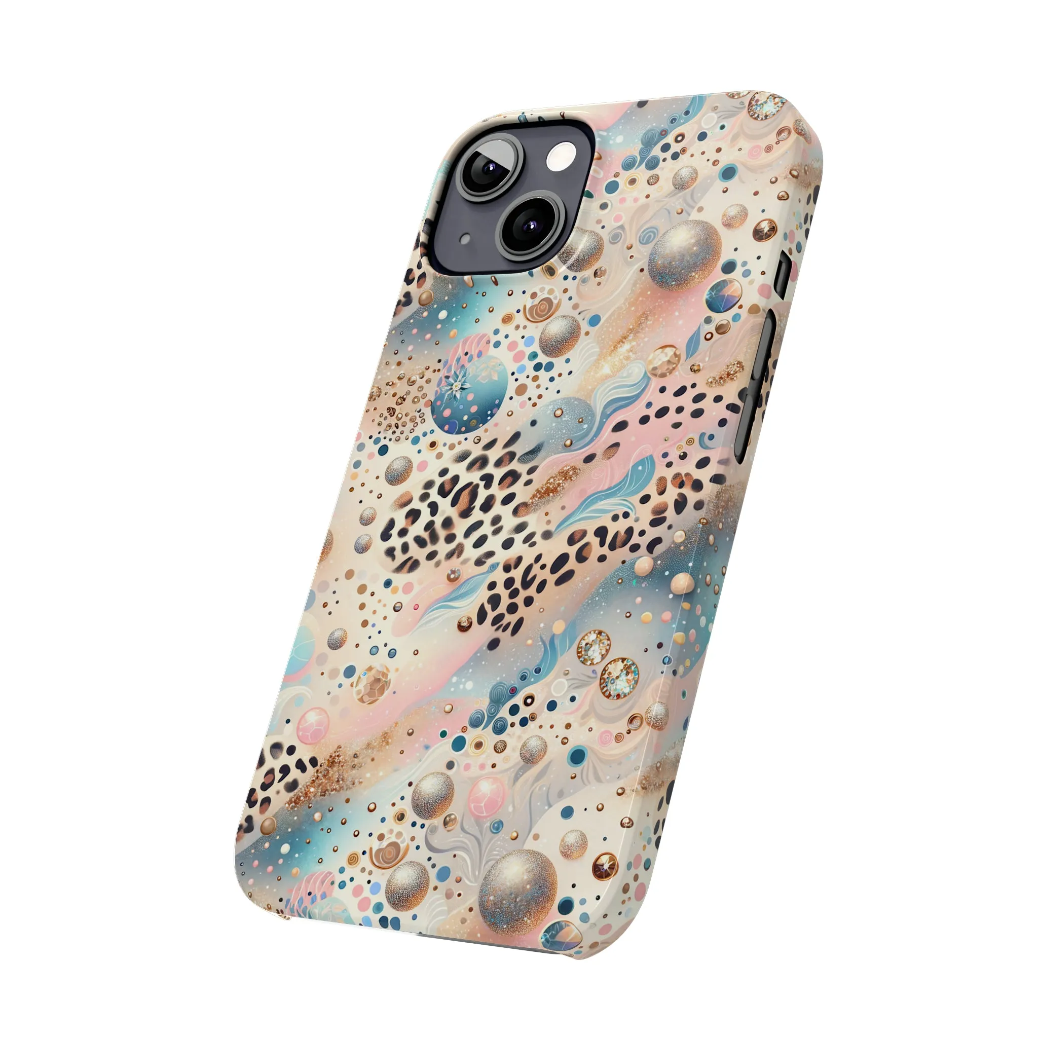 Leopard Print and Pastel Dots Design Phone Case Slim