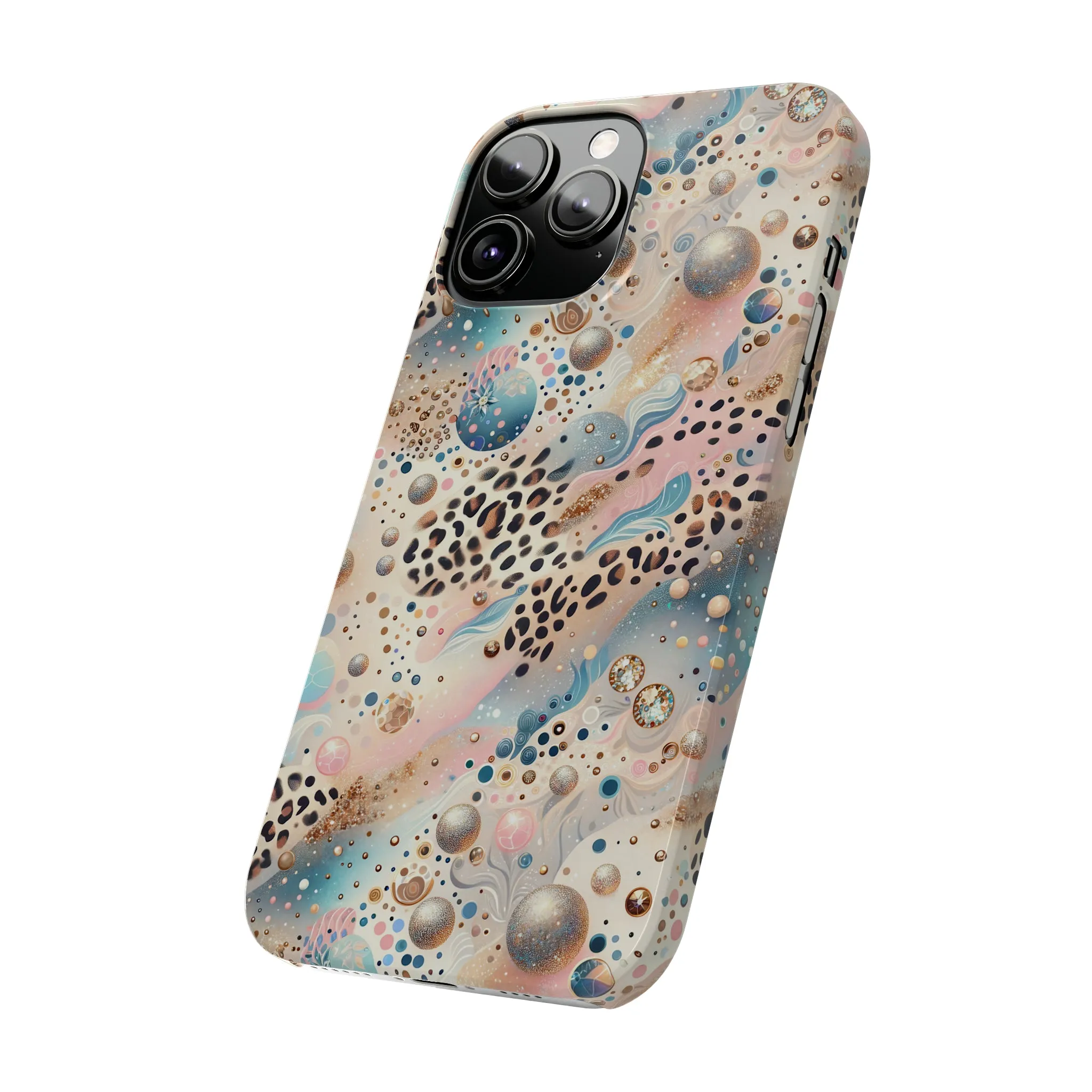 Leopard Print and Pastel Dots Design Phone Case Slim