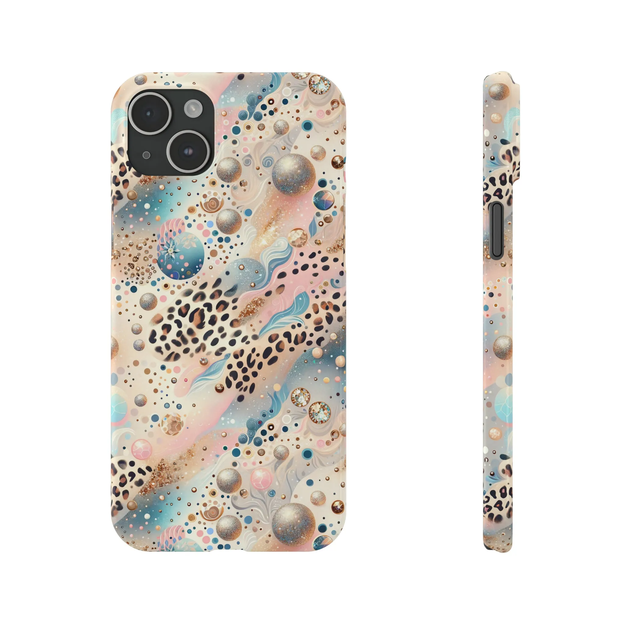 Leopard Print and Pastel Dots Design Phone Case Slim