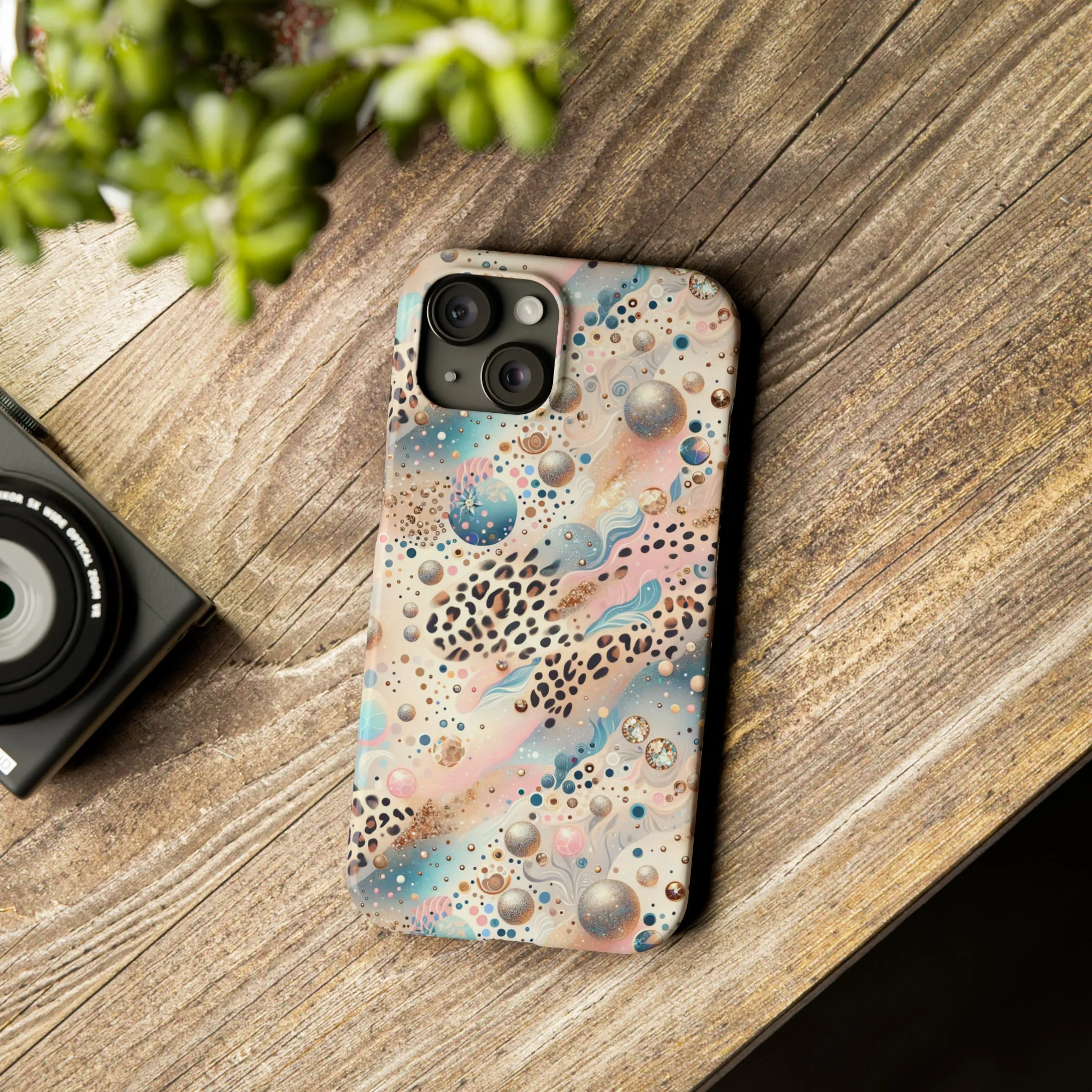 Leopard Print and Pastel Dots Design Phone Case Slim