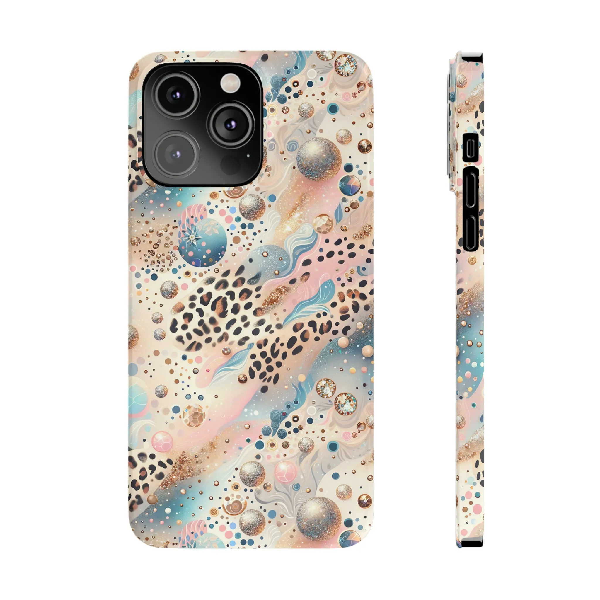 Leopard Print and Pastel Dots Design Phone Case Slim