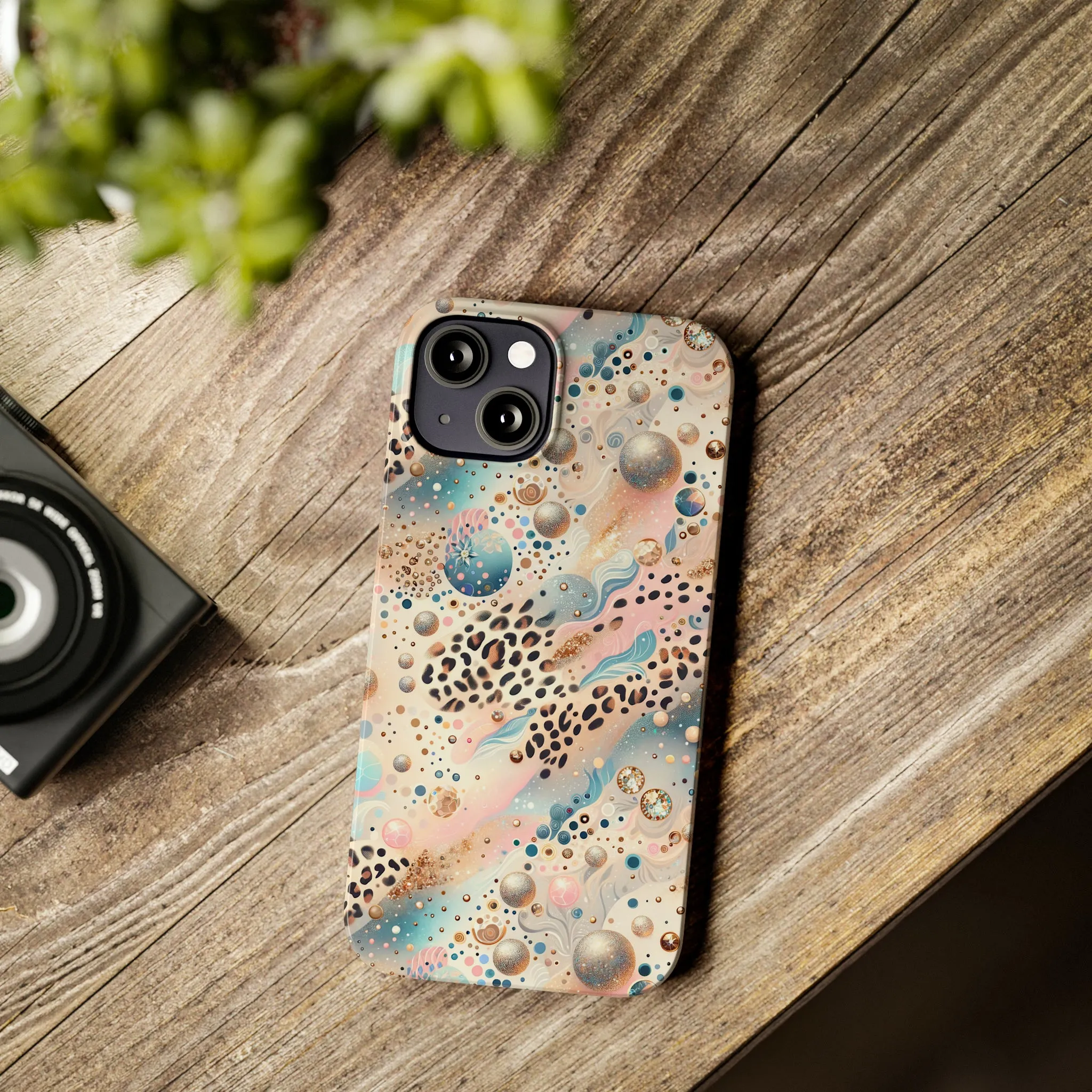 Leopard Print and Pastel Dots Design Phone Case Slim