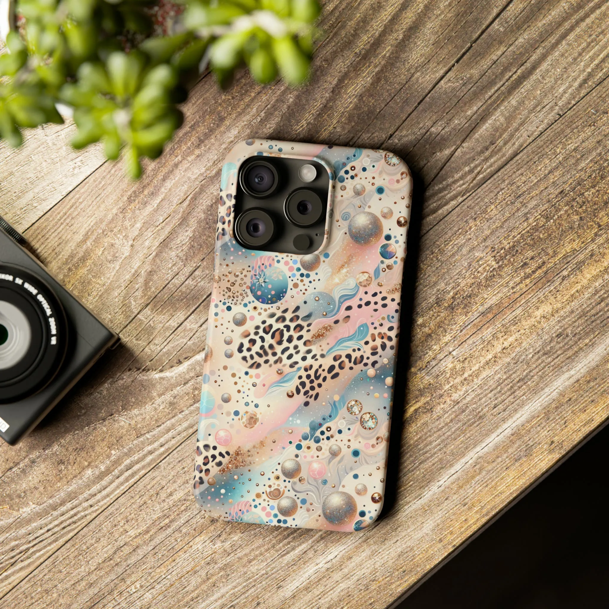 Leopard Print and Pastel Dots Design Phone Case Slim