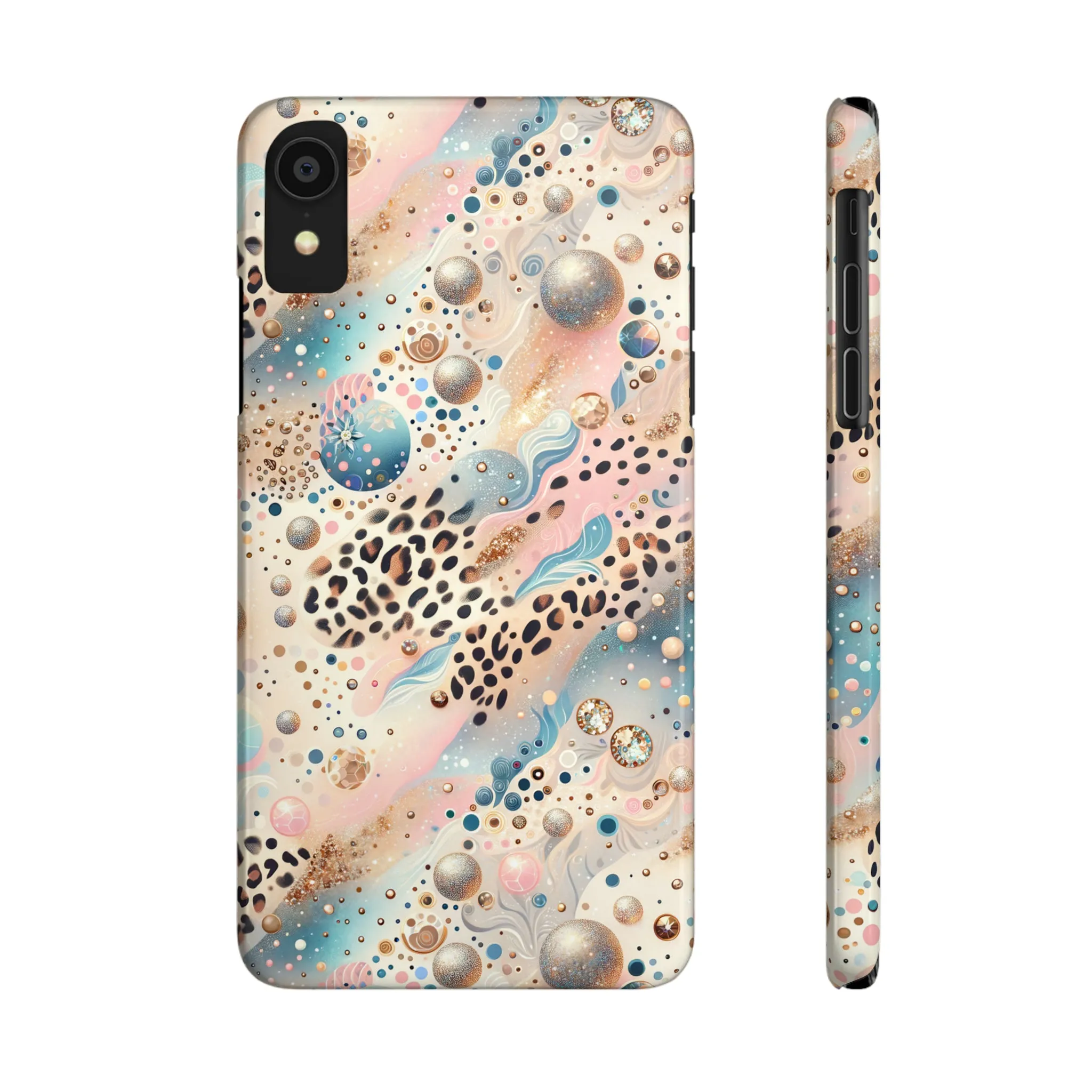 Leopard Print and Pastel Dots Design Phone Case Slim