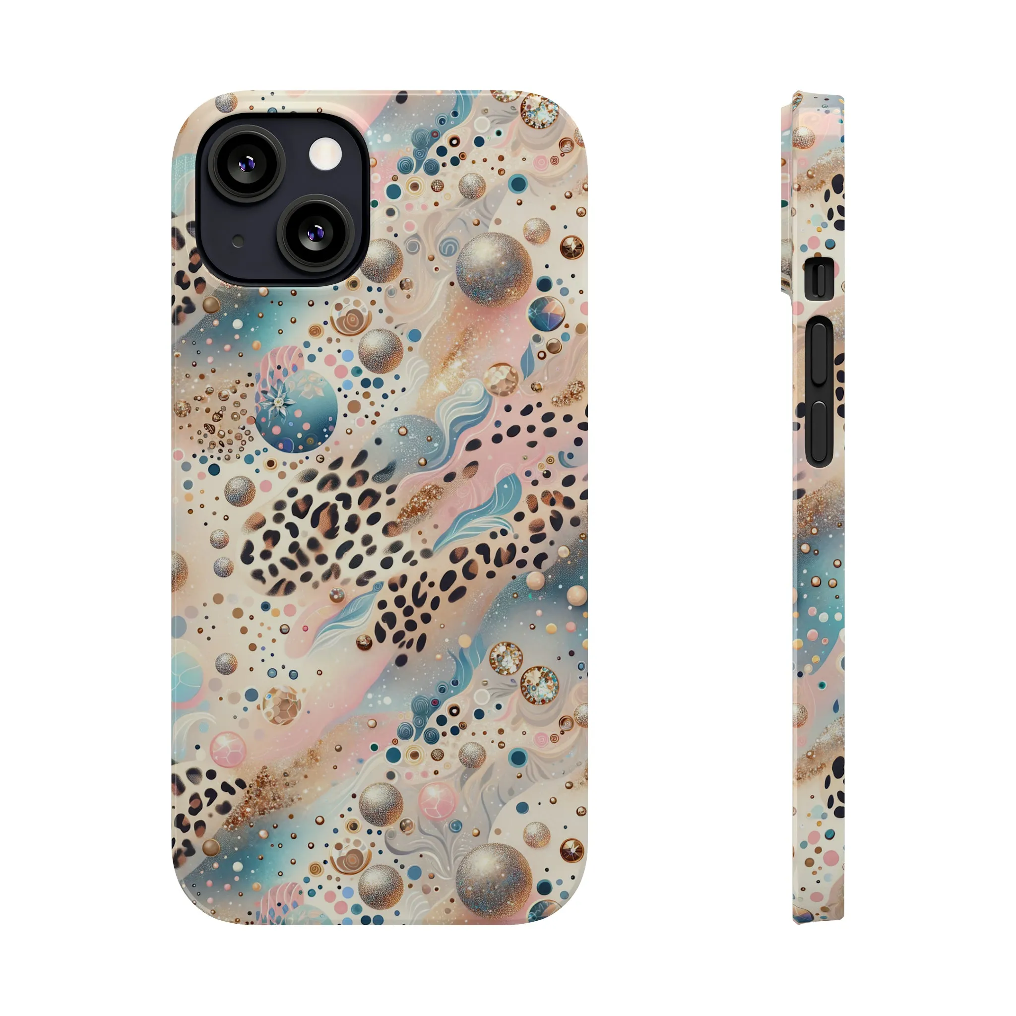 Leopard Print and Pastel Dots Design Phone Case Slim