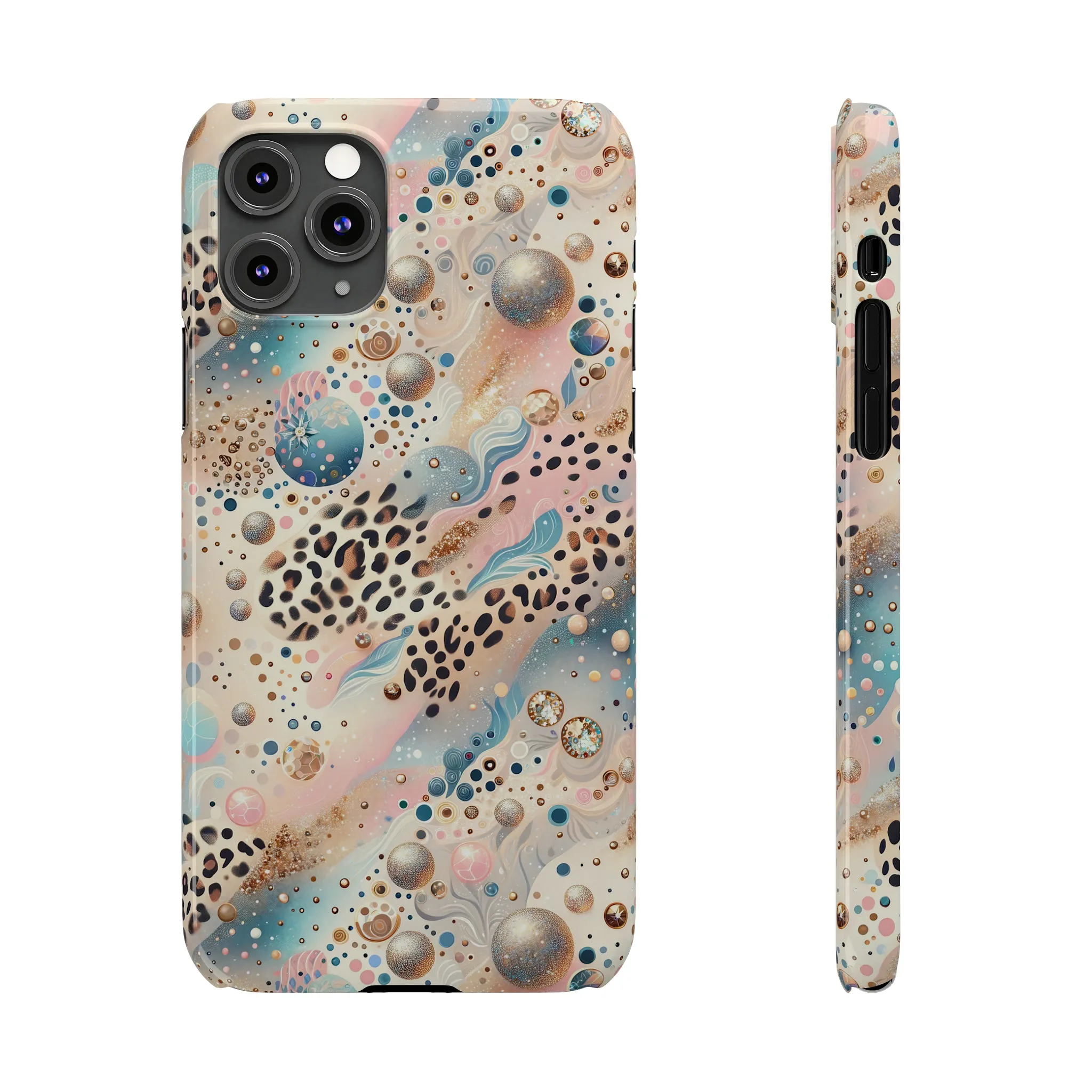 Leopard Print and Pastel Dots Design Phone Case Slim