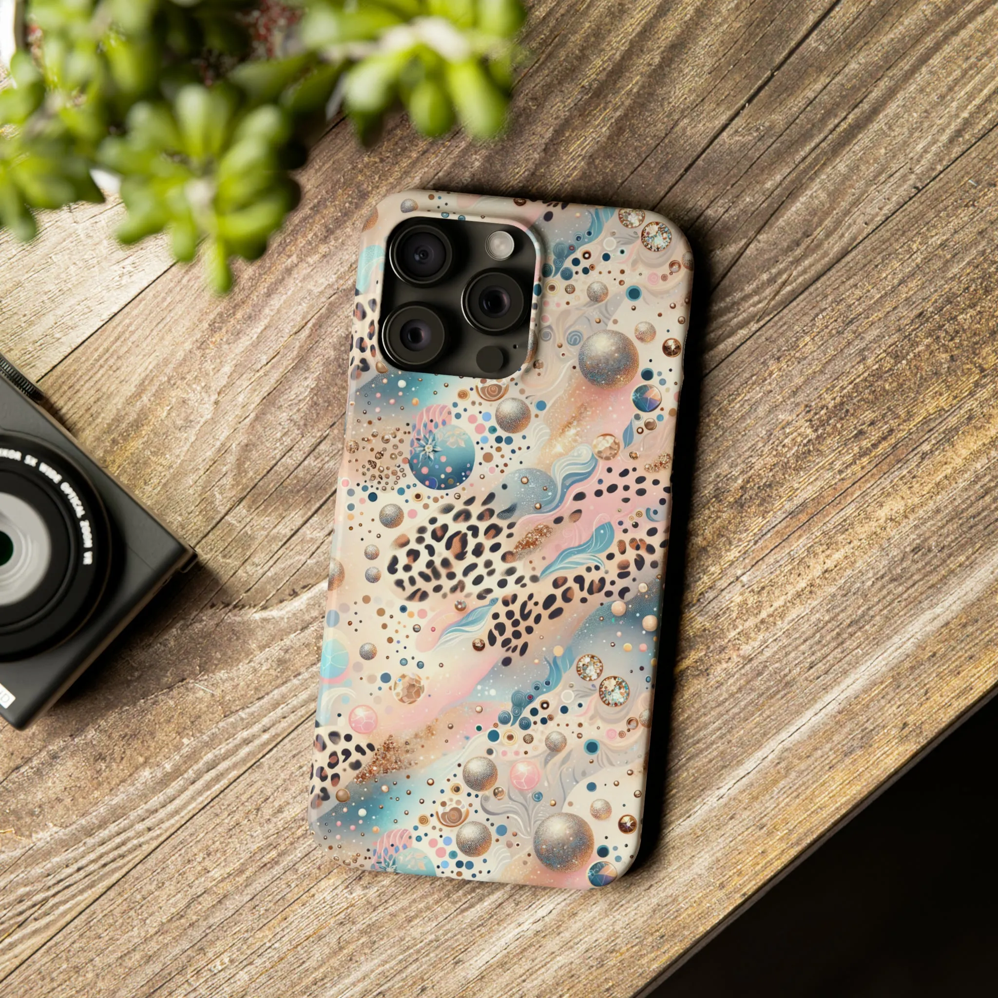 Leopard Print and Pastel Dots Design Phone Case Slim