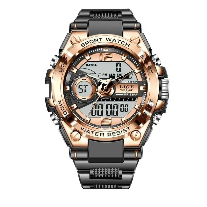 LIGE Men Military Watch Digital Sport Watch