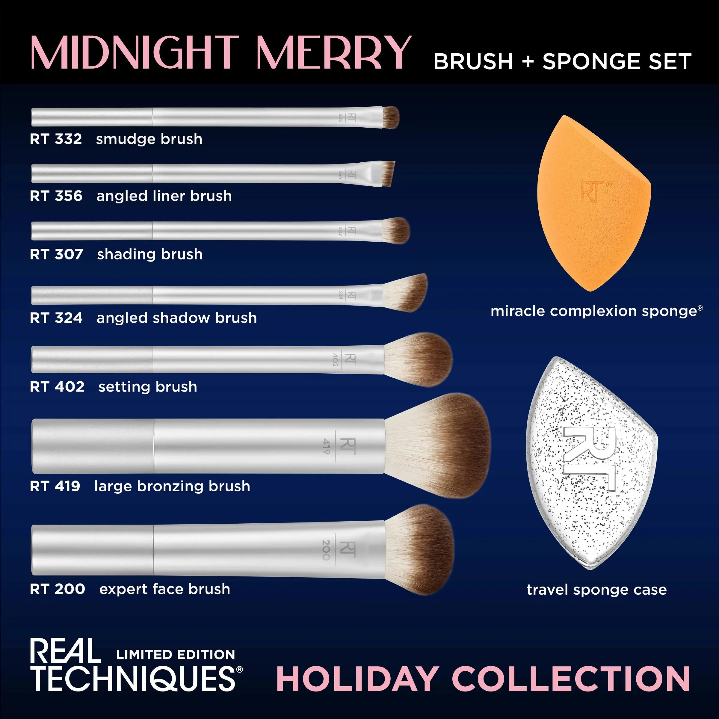 Limited Edition Midnight Merry Brush   Sponge Set