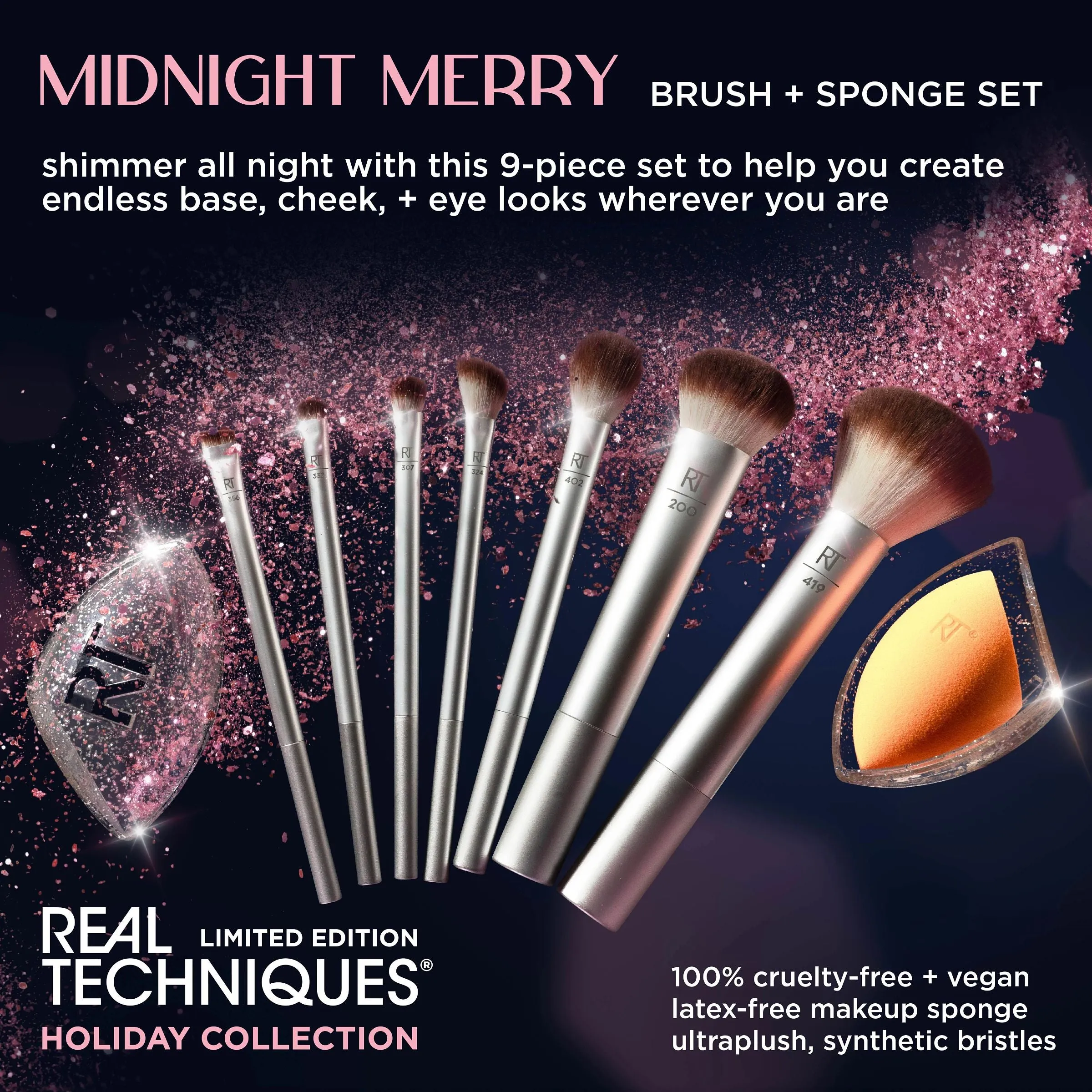 Limited Edition Midnight Merry Brush   Sponge Set