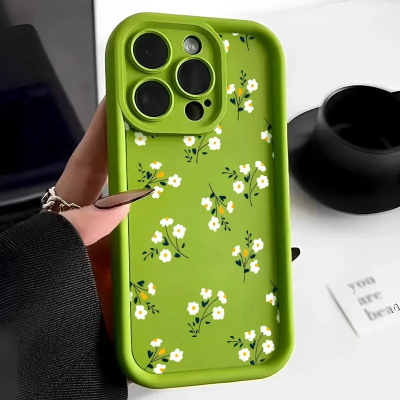 Liquid Silicone Floral iPhone Case - Shockproof Cover for All Models