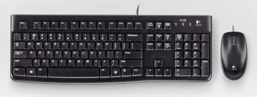 Logitech MK120 Desktop Corded Keyboard Mouse Combo, USB, Wired, Optical Mouse, Scroll Wheel, Black - 920-002565