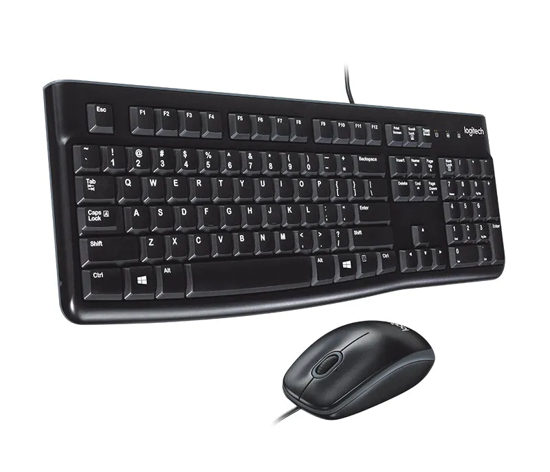 Logitech MK120 Desktop Corded Keyboard Mouse Combo, USB, Wired, Optical Mouse, Scroll Wheel, Black - 920-002565