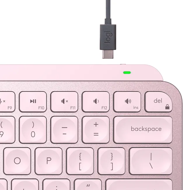 Logitech MX Keys Mini Compact Wireless Illuminated Keyboard Advanced TKL Rose Pink