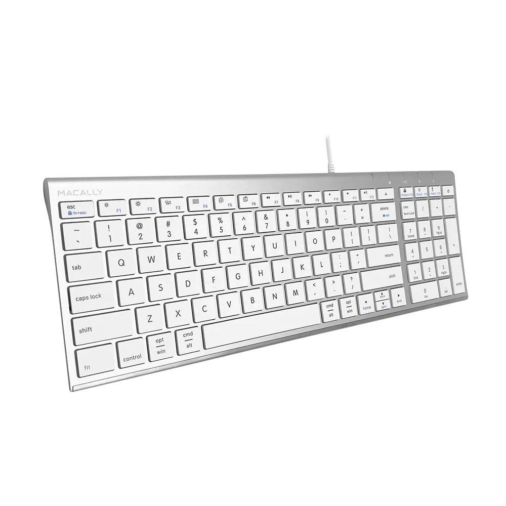 MACALLY 98 Keys USB Compact 2-Zone Wired Keyboard with 16 Preset Shortcuts Keys and 5ft USB Cable for PC Laptop and Desktop Computer | ACEKEY2MA